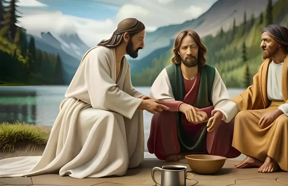 Jesus lava os pés de seus discipulos